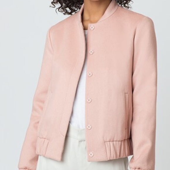 Cuyana Blush Millenial Pink Bomber Jacket Wool 706 - Picture 2 of 8